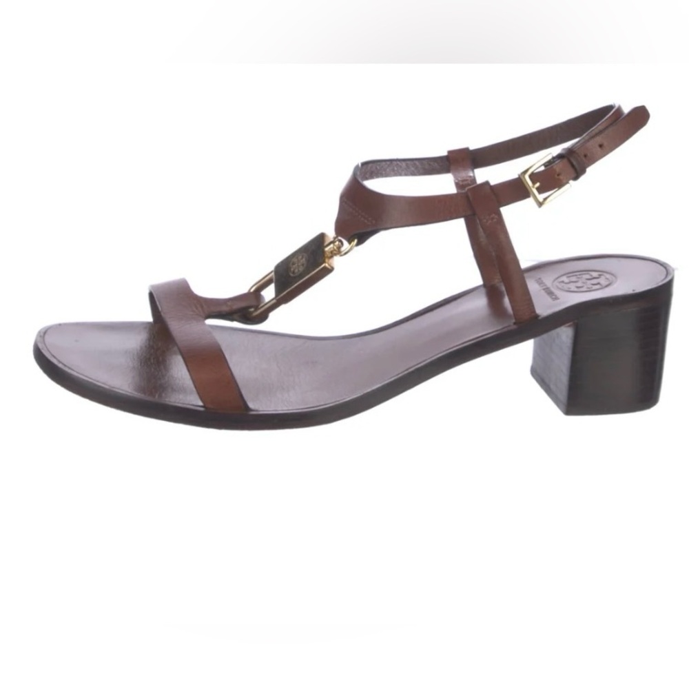 Tory Burch Designer Brown Leather Sandals - Size 7 1/2 - Picture 2 of 4